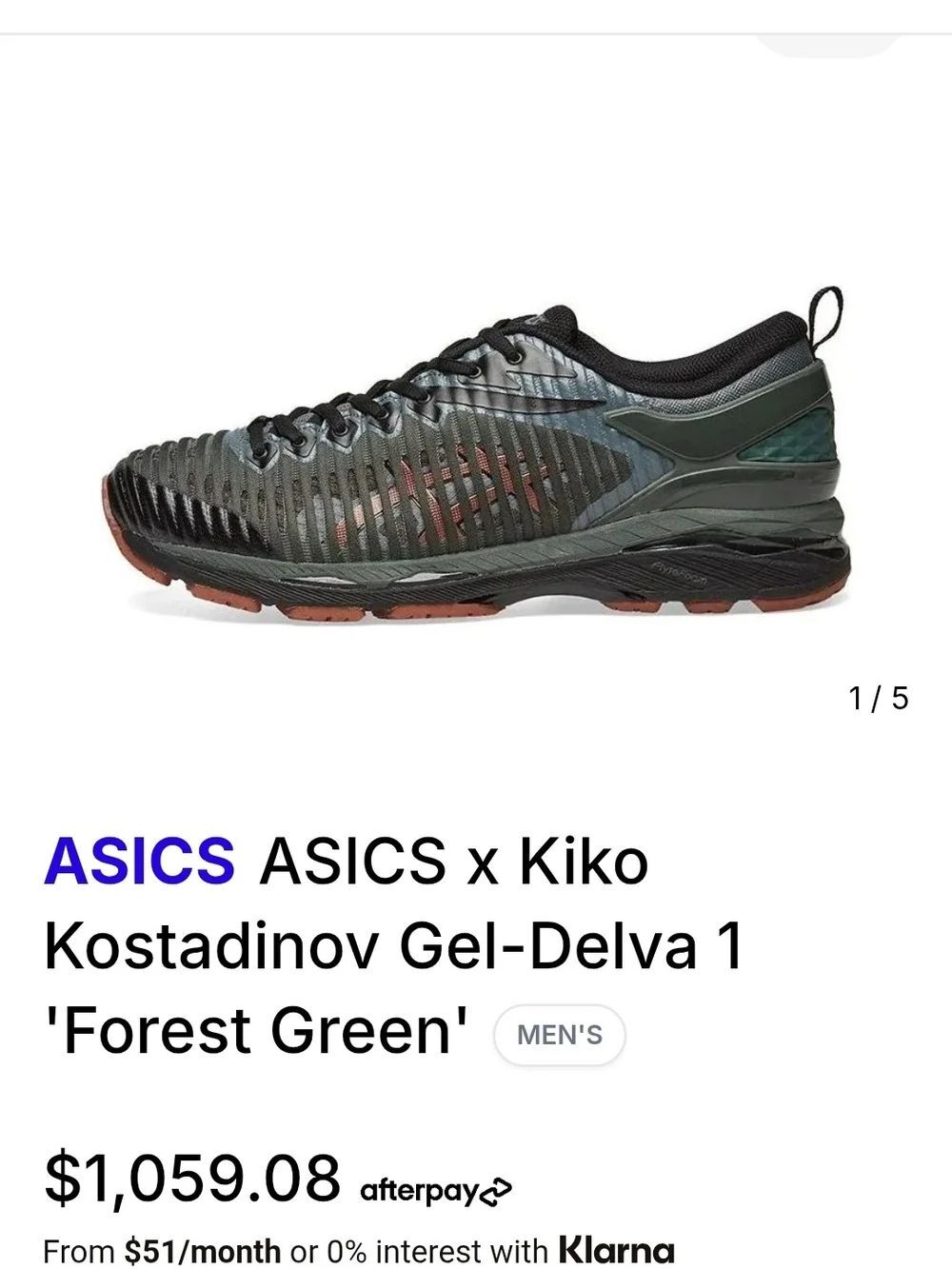 ASICS X Kiko Kostadinov x ASICS Gel-Delva 1 'Forest Green' SIZE 7 MEN'S